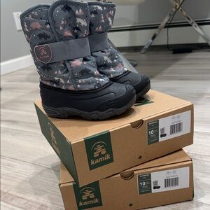 Kamik Kids' Black and Gray Patterned Snow Boots